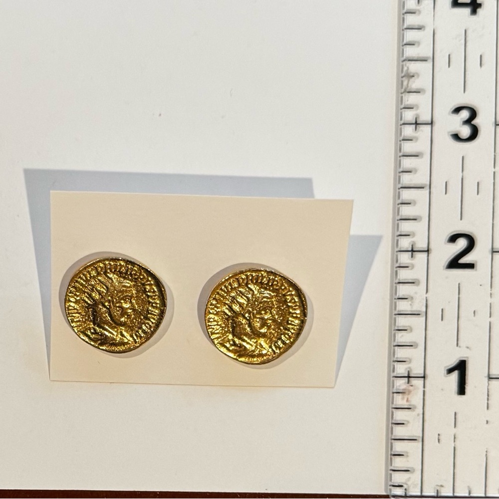 Gold Coin Stud Earrings
